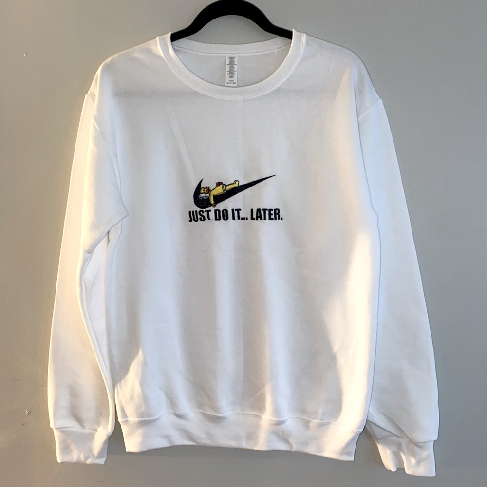 Just Do It Later Embroidered Crewneck Sweater